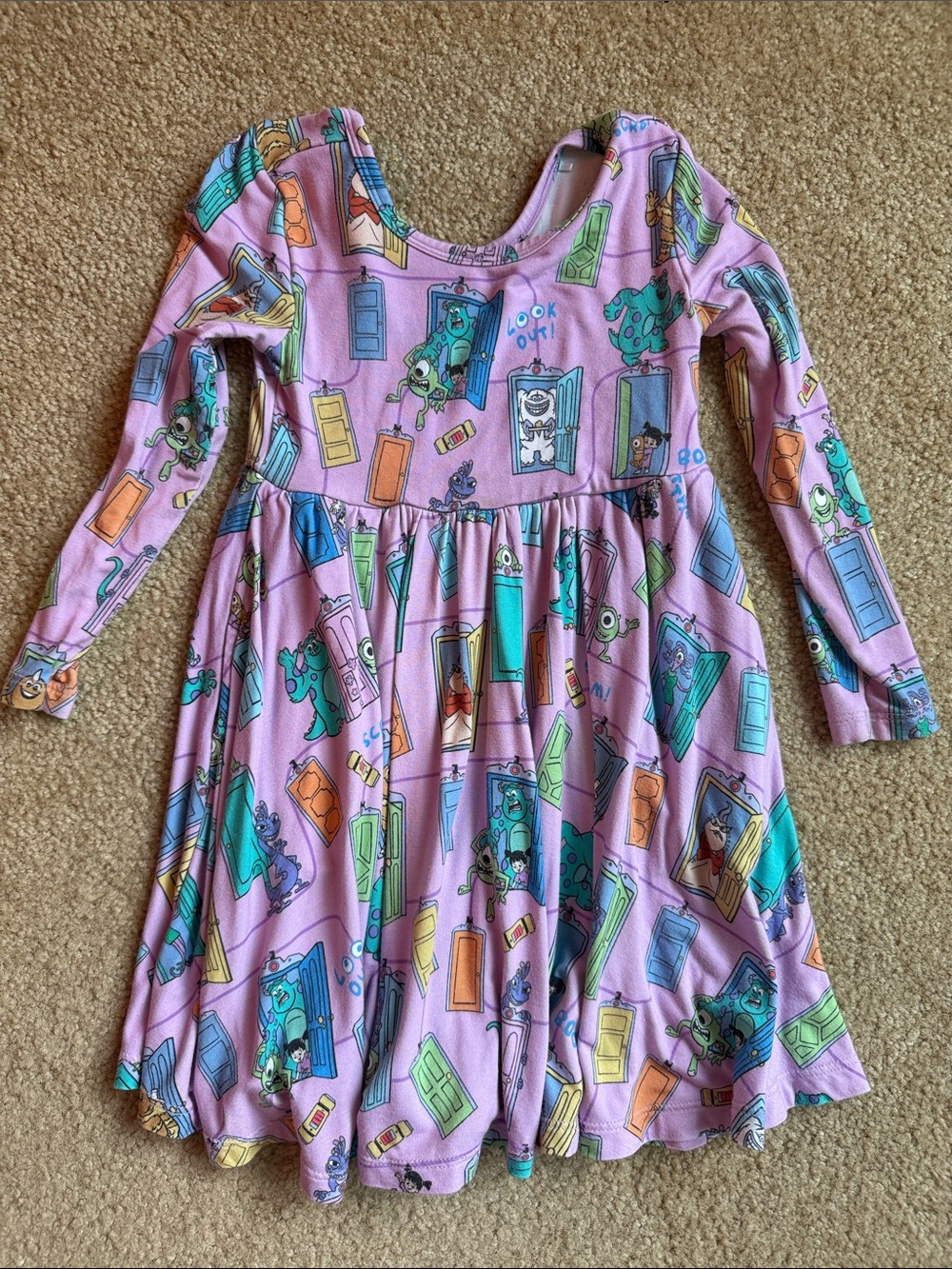 Little Sleepies Long Sleeve Monsters Inc. Print Dress - size 2T